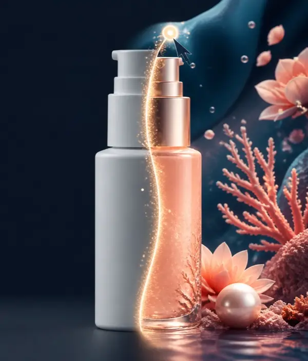 Serum bottle placed in a new coral scene